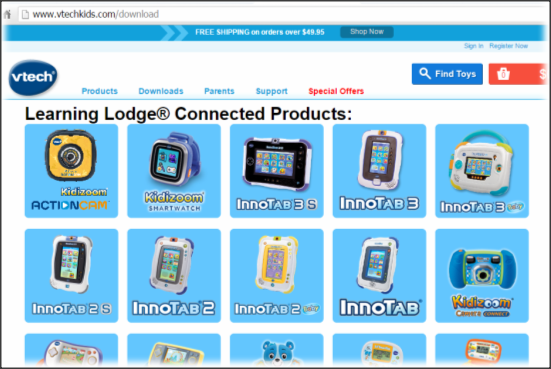 Screen capture about Learning Lodge Connected products page. 