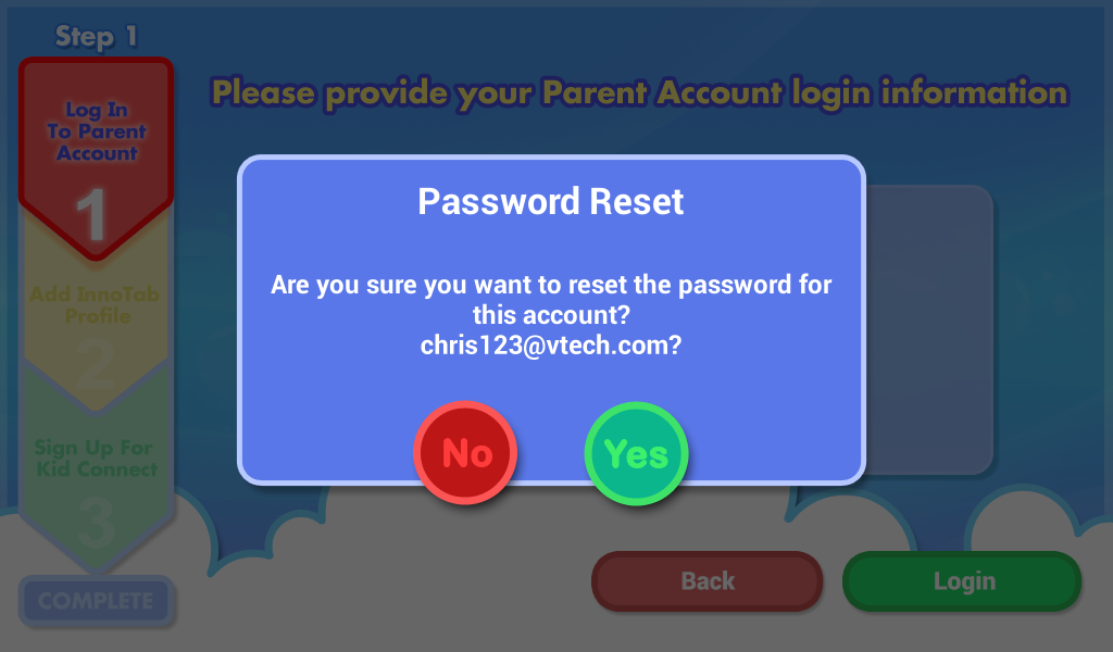 Password reset dialog