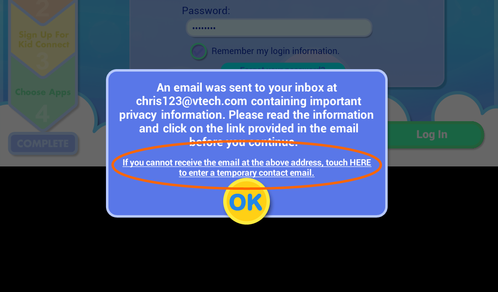 Email confirmation Dialog