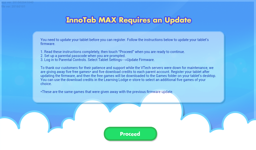 InnoTab Max Requires on Update screen capture