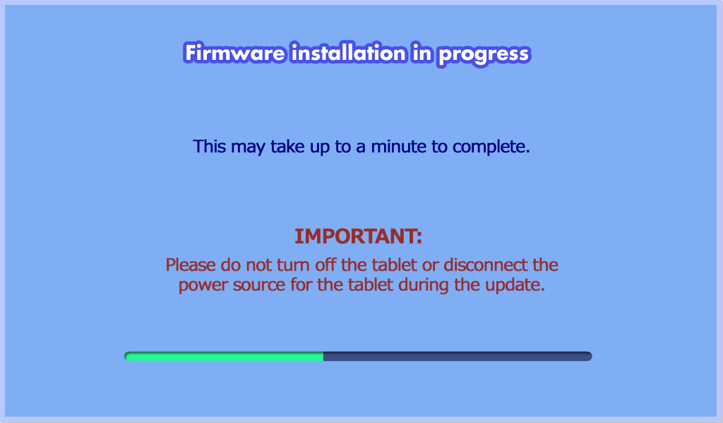 Firmware installation in progress screen capture
