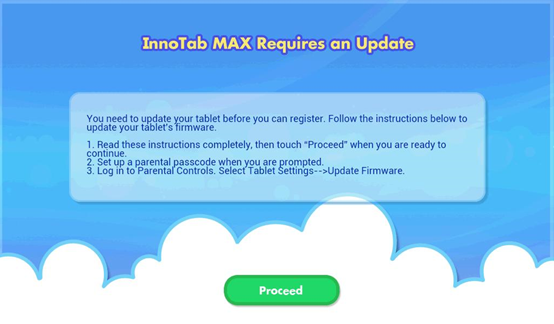 InnoTab Max requires an Update screen capture