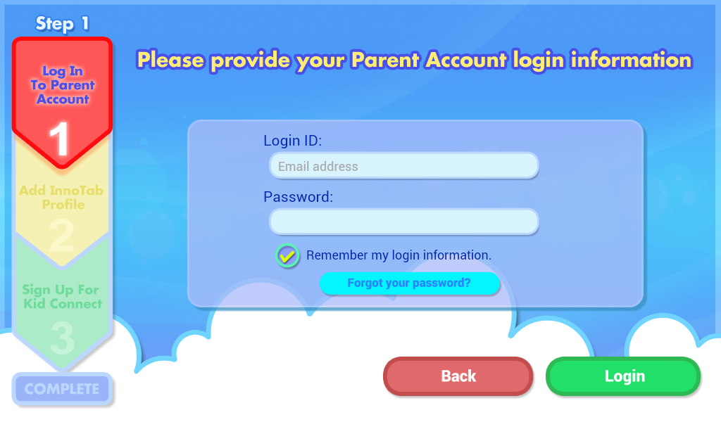 Provide parent account login information