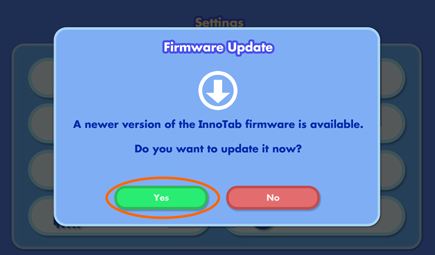 Firmware update confirmation dialoag