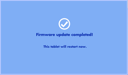 Firmware update completed screen