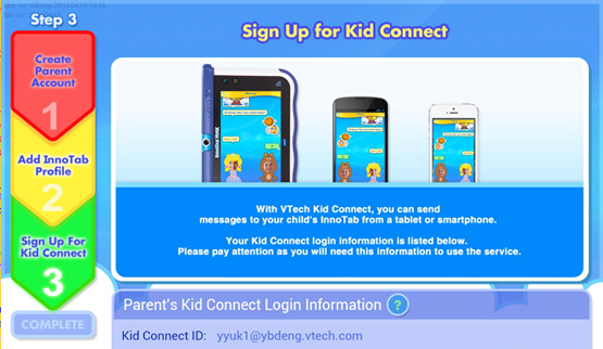 Sign up for kid connect
