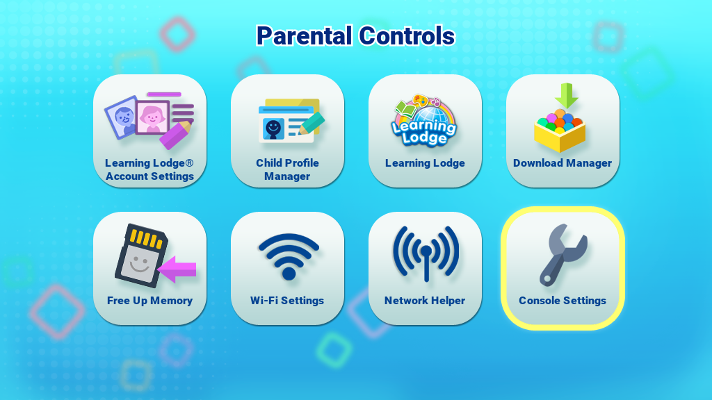 Console Settings icon on Parental Controls menu screen capture