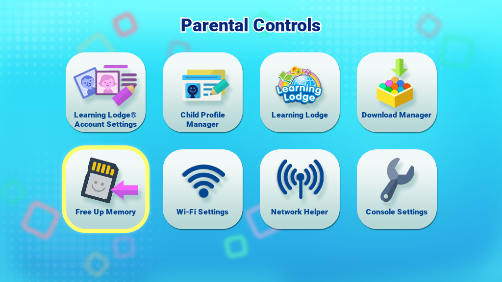 Free Up Memory icon on the Parental Controls menu screen capture