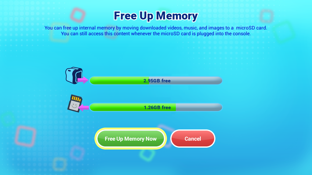 Free up memory screen capture