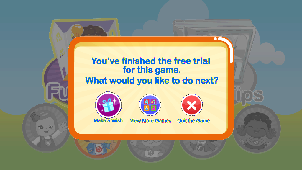You've finished the free trial for this game. What would you like to do next?