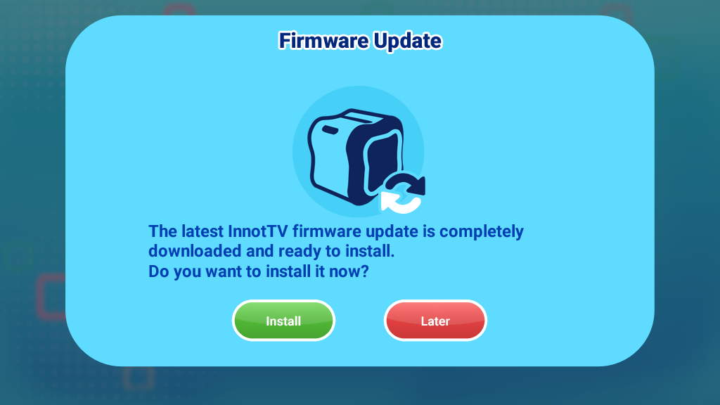 Firmware update install screen capture