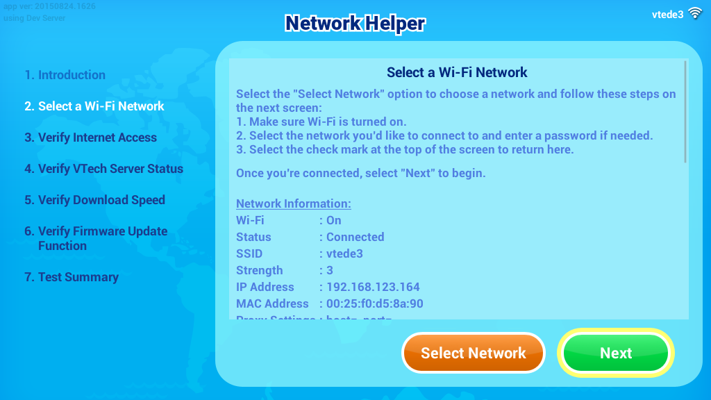 all the rest of the verification steps in Network Helper