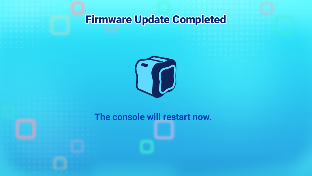 Screen capture: Firmware Update Completed.