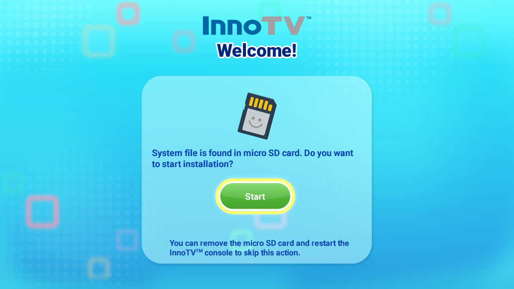 InnoTV Welcome page with Start installing button screen capture.