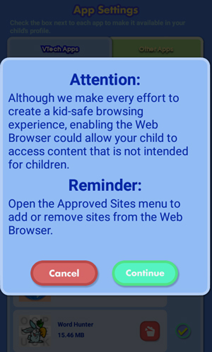 App Settings attention