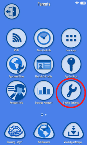 Device Settings in Parent Settings menu