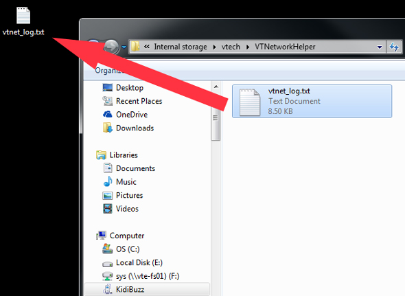 Copy vtnet_log.txt to your computer.