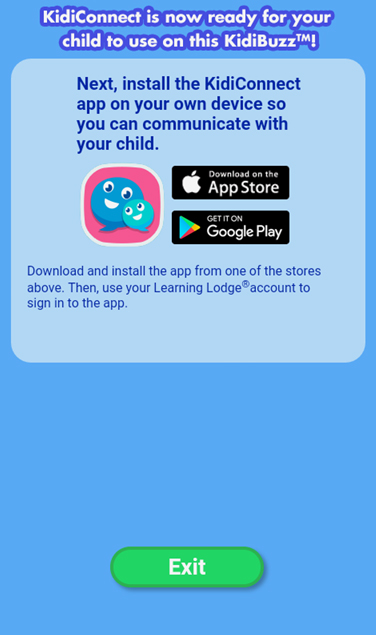 Screen: KidiConnect? is now unlocked on your child's device