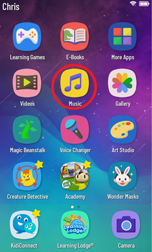 Screen Music folder on child's home screen