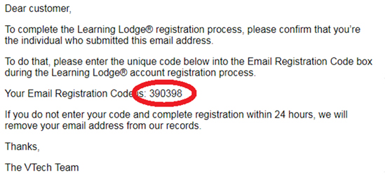 Screen: 6-digit Email Registration Code