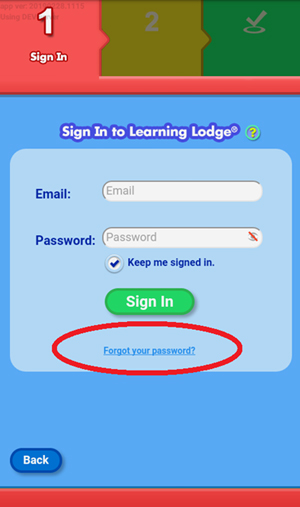 Screen: Sign in to Learning LodgeR