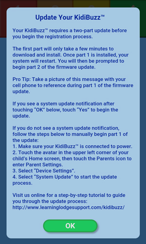 Screen: Update your KidiBuzz