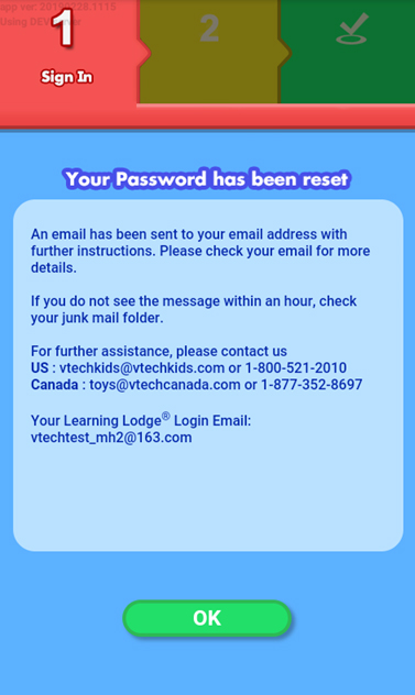 Screen: Your password has been reset.
