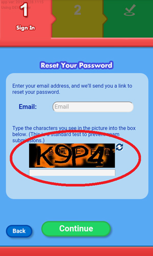 Screen: Reset your password.