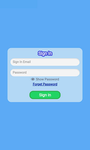 Screen: Enter the login information to sign in.