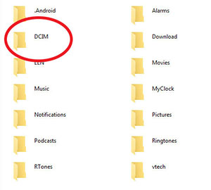 Screen: Choose DCIM folder of internal storage on PC