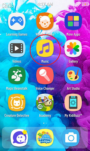 Screen Music folder on child's home screen