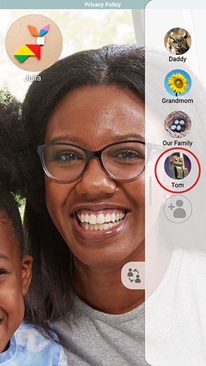 Show A Friend List panel will then appear with your family members' images displayed