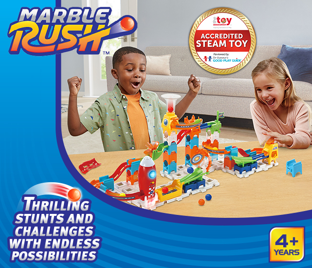 Build thrilling stunts and challenges with endless possibilities for kids ages 4 years and older. Accredited Steam Toy.