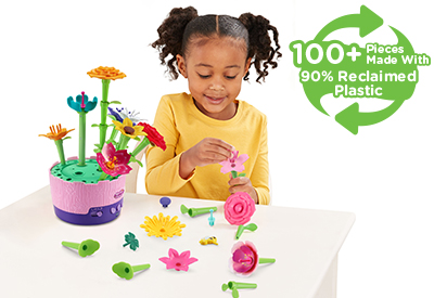 Make and Spin Bouquet with over 100 pieces made with 90 percent reclaimed plastic
