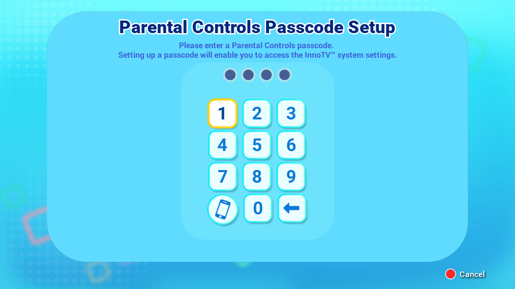 Parental Controls Passcode Setup
