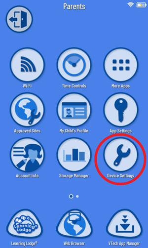 Kidibuzz HELP button, HOME button, VOLUME DOWN (minus) button and the POWER button