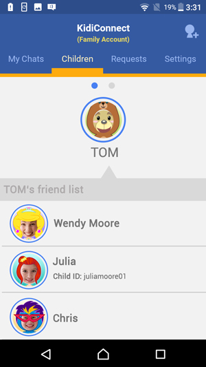 Show Friend Requests screen showing an invitation from someone else to join your family