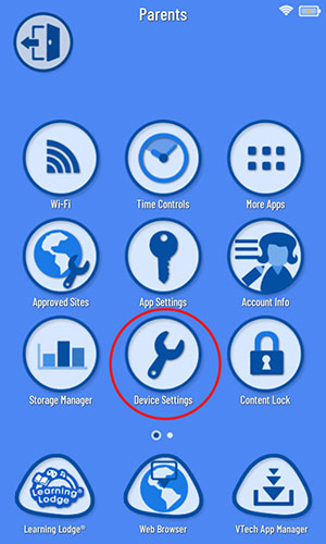 Device Settings icon on Parent Settings menu