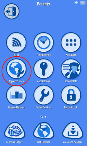 Approved Sites from the Parent Settings menu