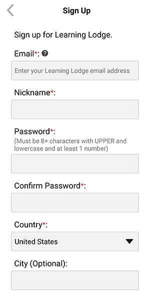 Show upper part of  Sign Up Page