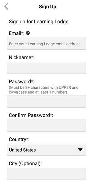 Show upper part of Sign Up Page
