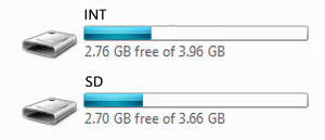 Screen: Internal storage or SD card on PC